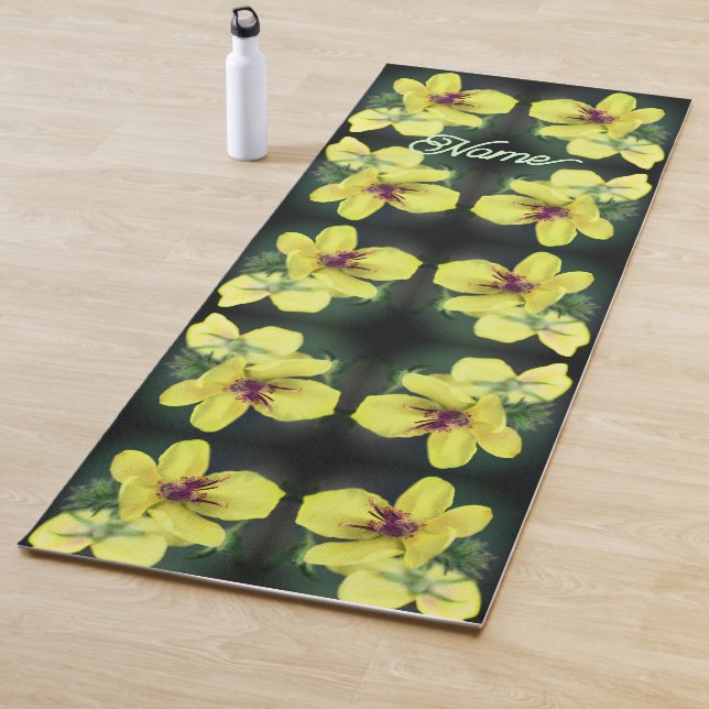 Delicate Yellow Wildflower Abstract Personalized Yoga Mat (In Situ)