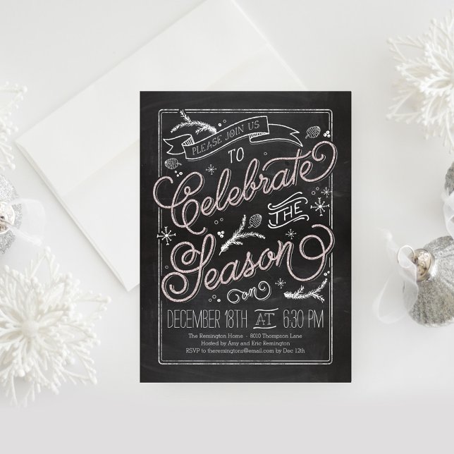 Delicately Chalked Holiday Party Invitation (Creator Uploaded)