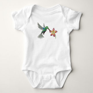 Delicately Hand Drawn Bird and Flower Baby Bodysuit