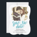 Delicately Revealed Save The Date Card Turquoise<br><div class="desc">Modern and stylish save the date cards from Berry Berry Sweet Designs. Visit our design showroom at WWW.BERRYBERRYSWEET.COM for more stylish stationery designs.</div>