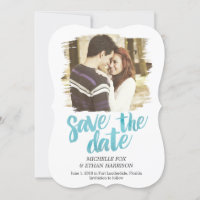 Delicately Revealed Save The Date Card Turquoise