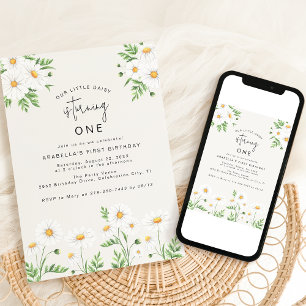 Delicates Marguerites   Invitation d'anniversaire 