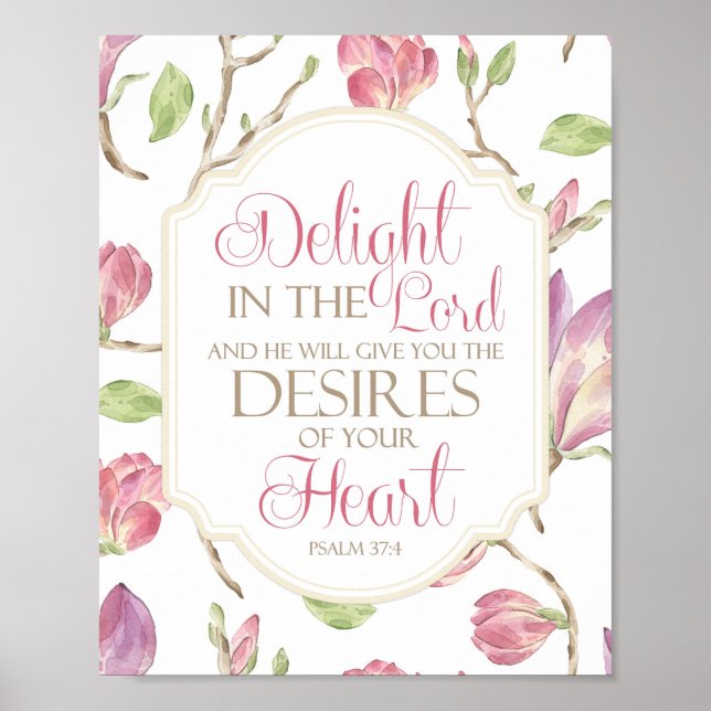 Délice dans le Seigneur, Aquarelle Floral Poster (Devant)