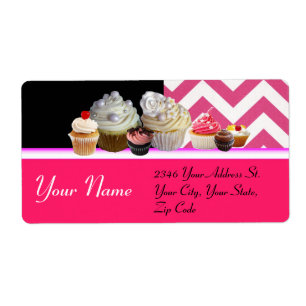 DÉLICIEUX CUPCAKES DESERT SHOP, Chevron Rose Blanc