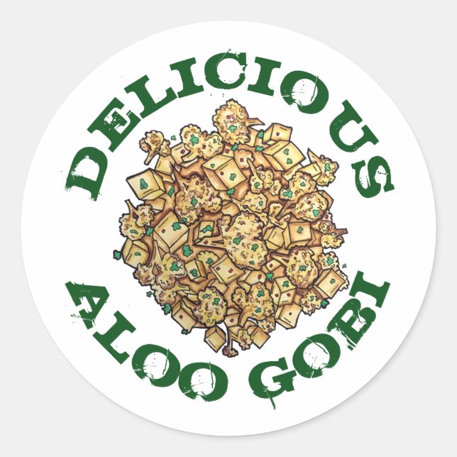 Delicious Aloo Gobi Indian Food Cauliflower Curry Classic Round Sticker (Front)