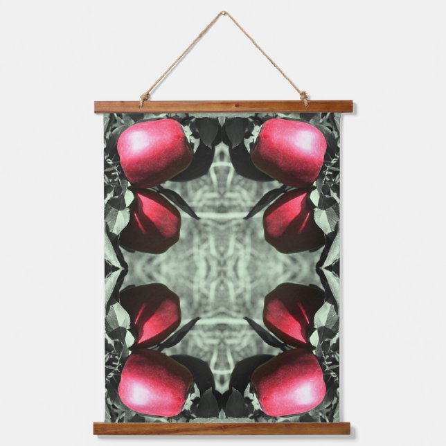 Delicious Apples On Tree Partial Colour Abstract Hanging Tapestry (Front)
