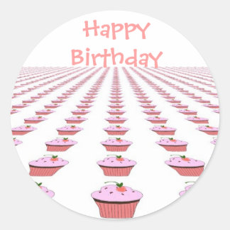 Delicious Birthday Cupcakes Classic Round Sticker