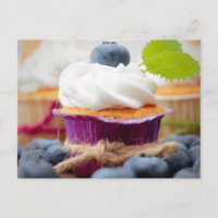 Delicious Blueberry Cupcake with Whipped Cream