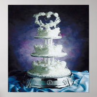 Delicious cake w/frosted hearts & swans