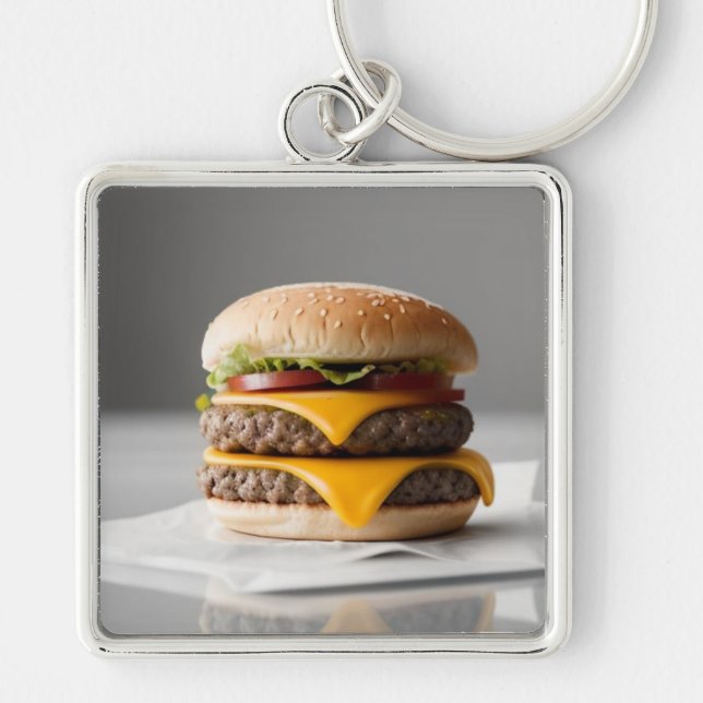 Delicious Cheeseburger on Tissues Keychain (Front)