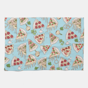 Delicious Cheesy Pizza Pattern Kitchen Towel