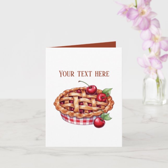 Delicious cherry pie customizable card (Orchid)