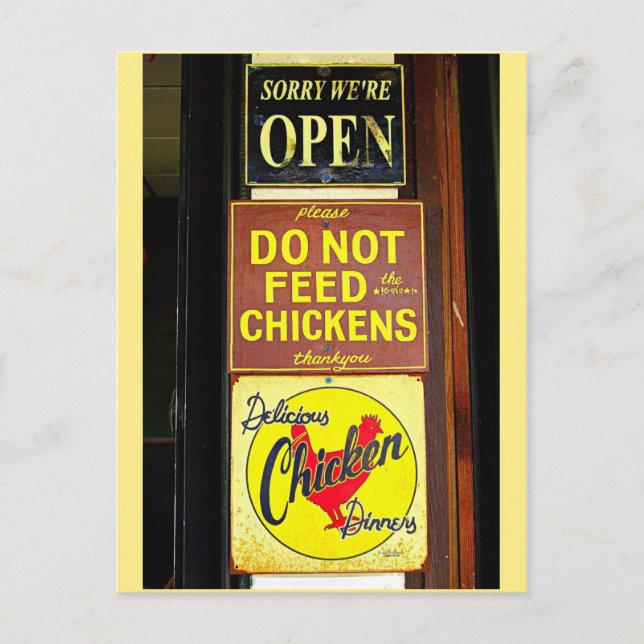Delicious Chicken Dinners Funny Sign Postcard (Front)