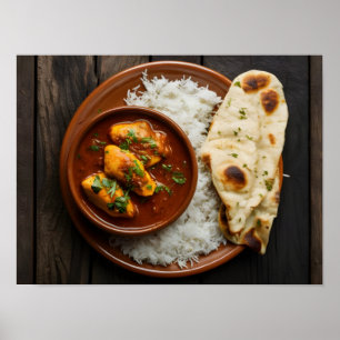 Delicious Chicken Tikka Masala Curry with Rice Poster