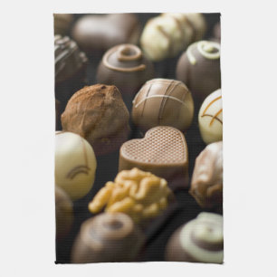 Delicious chocolate pralines kitchen towel