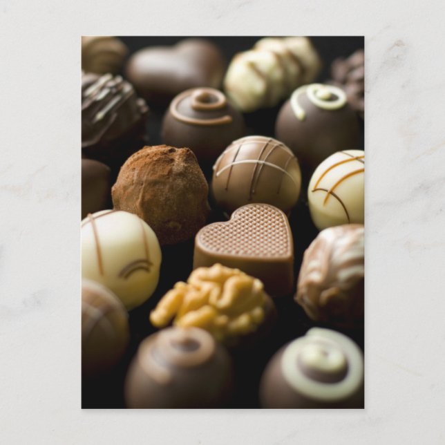 Delicious chocolate pralines postcard (Front)
