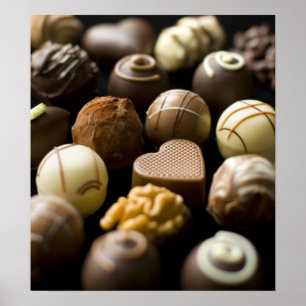 Delicious chocolate pralines poster
