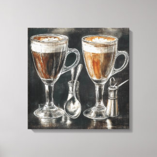 Delicious Coffee Drinks In Glass Mugs Canvas Print