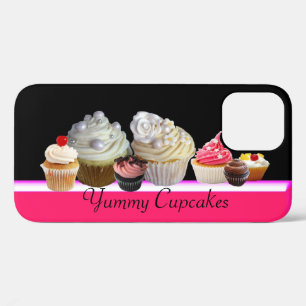 DELICIOUS CUPCAKES DESERT SHOP, Pink,Fuchsia White iPhone 12 Case