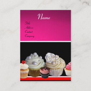 DELICIOUS CUPCAKES DESERT SHOP, Pink Purple Violet Business Card
