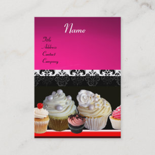 DELICIOUS CUPCAKES DESERT SHOP, Pink Purple Violet Business Card
