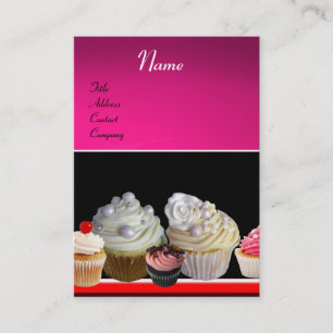 DELICIOUS CUPCAKES DESERT SHOP, Pink Purple Violet Business Card