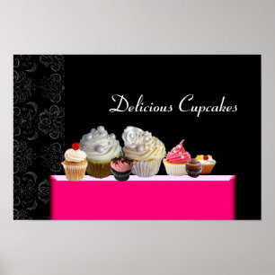 DELICIOUS CUPCAKES DESERT SHOP, Pink Purple Violet Poster