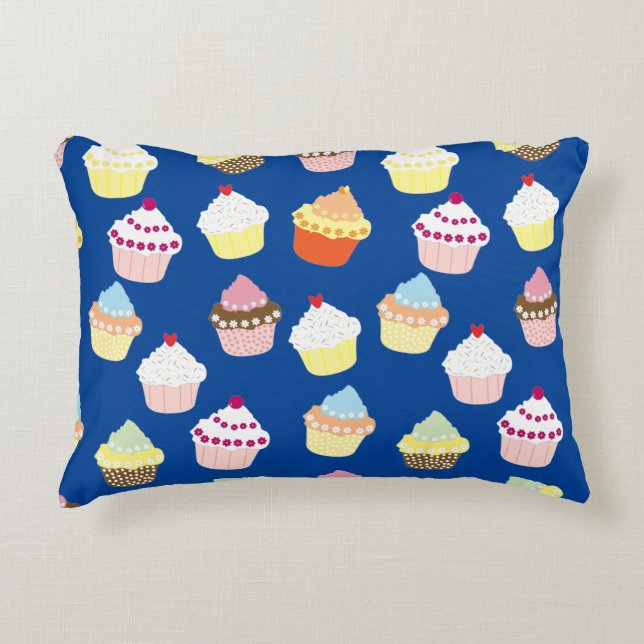 Delicious Decorated Birthday Cupcakes Accent Pillo Accent Pillow (Front)