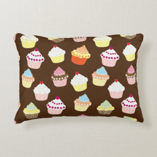 Delicious Decorated Birthday Cupcakes Accent Pillo Pillow