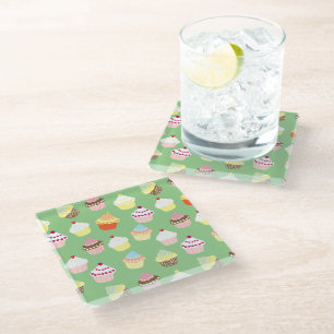 Delicious Decorated Birthday Cupcakes Glass Coaster
