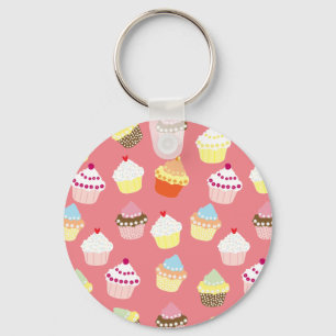Delicious Decorated Birthday Cupcakes Keychain
