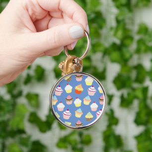 Delicious Decorated Birthday Cupcakes Keychain