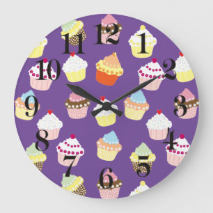 Delicious Decorated Birthday Cupcakes Large Clock