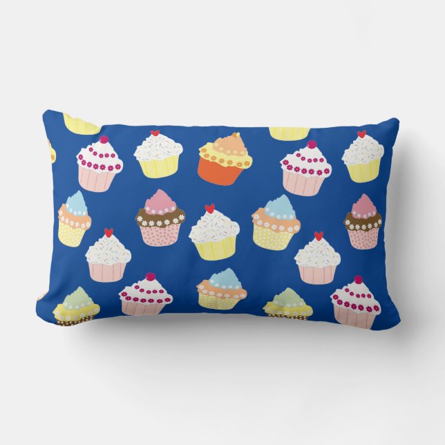 Delicious Decorated Birthday Cupcakes Lumbar Pillo Lumbar Pillow (Front)