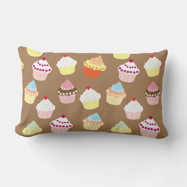 Delicious Decorated Birthday Cupcakes Lumbar Pillo Lumbar Pillow (Front)