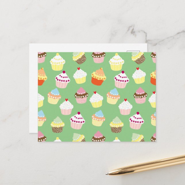 Delicious Decorated Birthday Cupcakes Postcard (Front/Back In Situ)