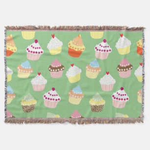Delicious Decorated Birthday Cupcakes Throw Blanket
