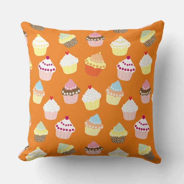 Delicious Decorated Birthday Cupcakes Throw Pillow (Front)