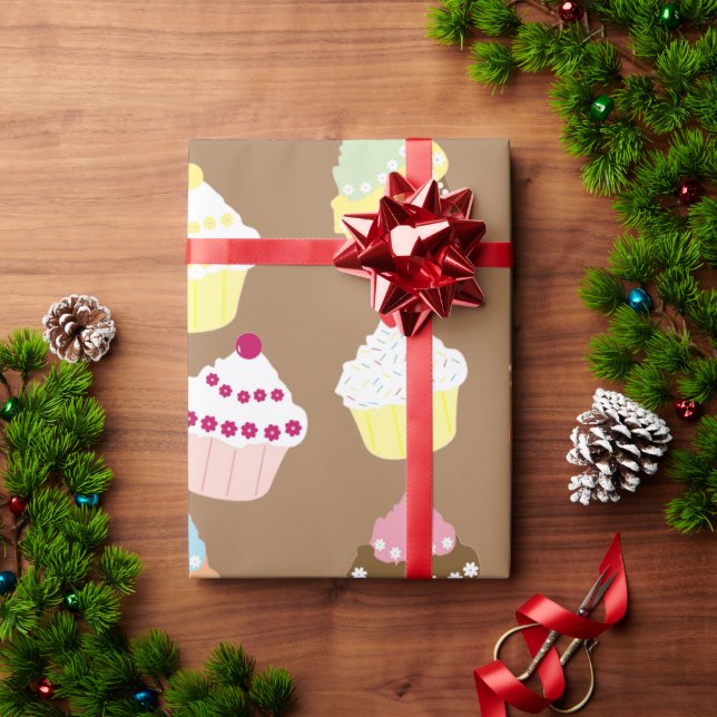 Delicious Decorated Birthday Cupcakes Wrapping Paper (Holiday Gift)