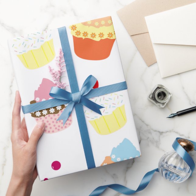 Delicious Decorated Birthday Cupcakes Wrapping Paper (Gifting)