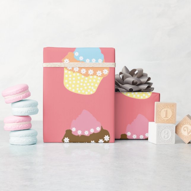 Delicious Decorated Birthday Cupcakes Wrapping Paper (Baby Shower)