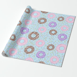 Delicious Donuts Wrapping Paper on Blue