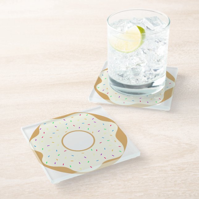 Delicious Doughnut Glass Coaster (Angled)