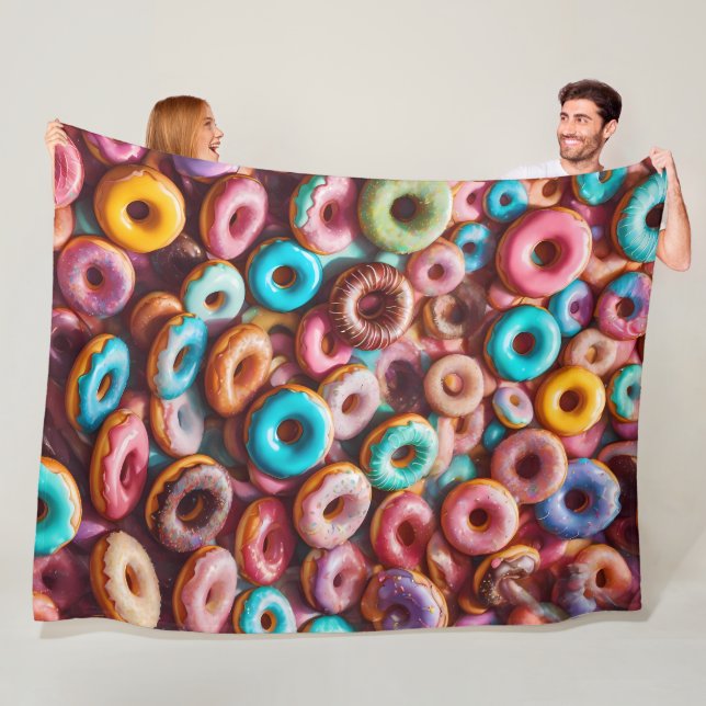 Delicious doughnut pattern fleece blanket (In Situ)