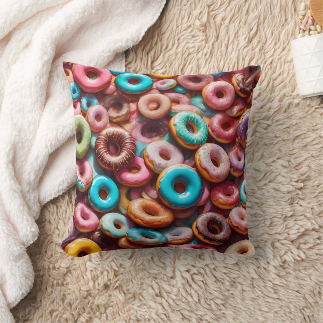 Delicious doughnut pattern throw pillow (Blanket)
