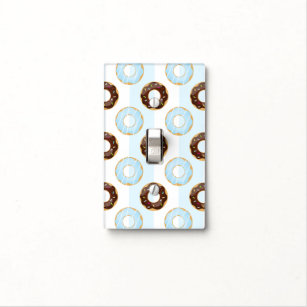 Delicious Doughnuts Blue Stripes Light Switch