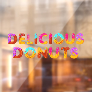 Delicious Doughnuts Cartoon Glazed Sprinkles  Window Cling