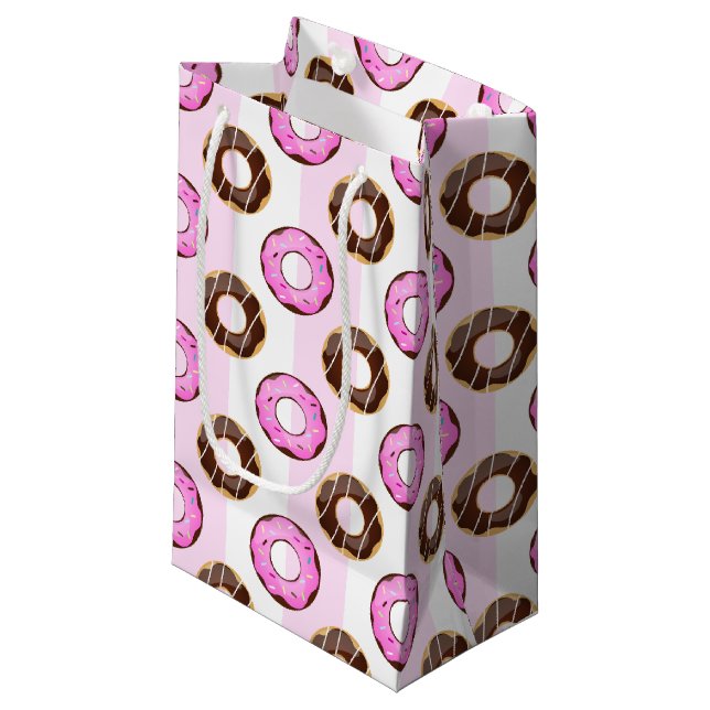 Delicious Doughnuts Pink Stripes Pattern Gift Bag (Front Angled)