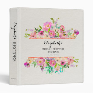 Delicious Floral  Bridal Shower Recipes Binder