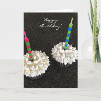 Delicious Flower Cupcakes with Candles Card